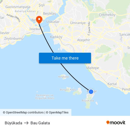 Büyükada to Bau Galata map