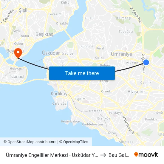 Ümraniye Engelliler Merkezi - Üsküdar Yönü to Bau Galata map