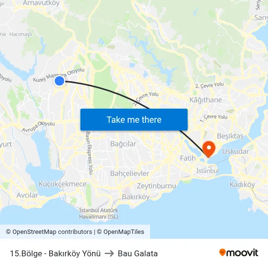 15.Bölge - Bakırköy Yönü to Bau Galata map
