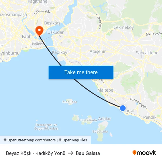 Beyaz Köşk - Kadıköy Yönü to Bau Galata map