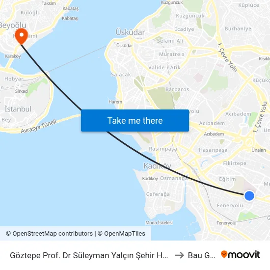 Göztepe Prof. Dr Süleyman Yalçın Şehir Hast. - Kadıköy Yönü to Bau Galata map