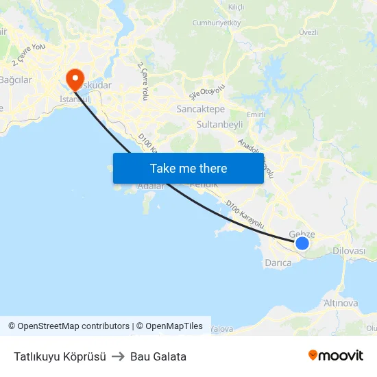 Tatlıkuyu Köprüsü to Bau Galata map