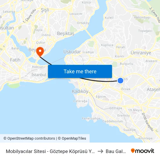 Mobilyacılar Sitesi - Göztepe Köprüsü Yönü to Bau Galata map