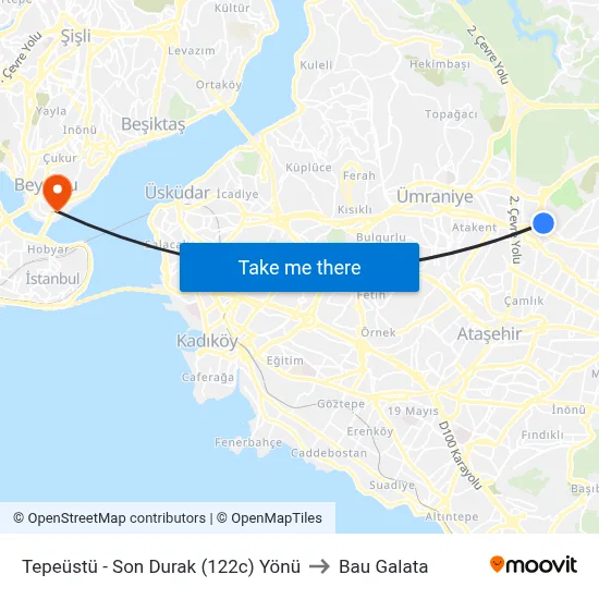 Tepeüstü - Son Durak (122c) Yönü to Bau Galata map