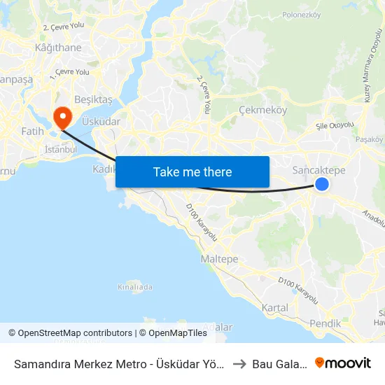 Samandıra Merkez Metro - Üsküdar Yönü to Bau Galata map