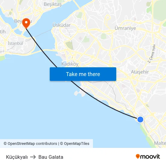 Küçükyalı to Bau Galata map