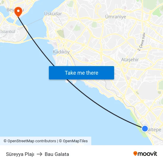 Süreyya Plajı to Bau Galata map