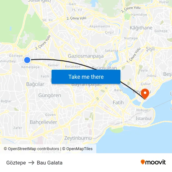 Göztepe to Bau Galata map
