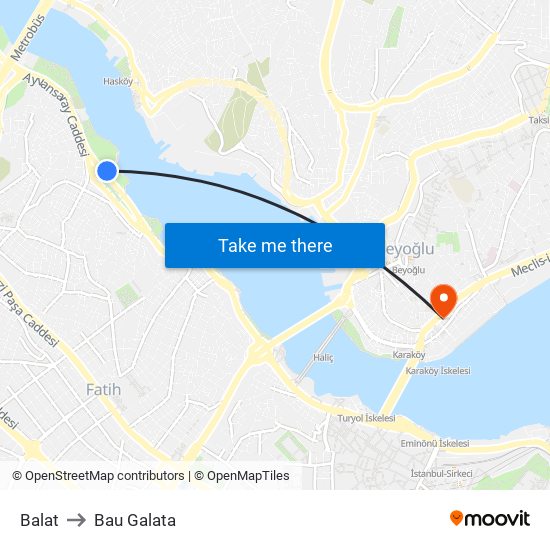 Balat to Bau Galata map