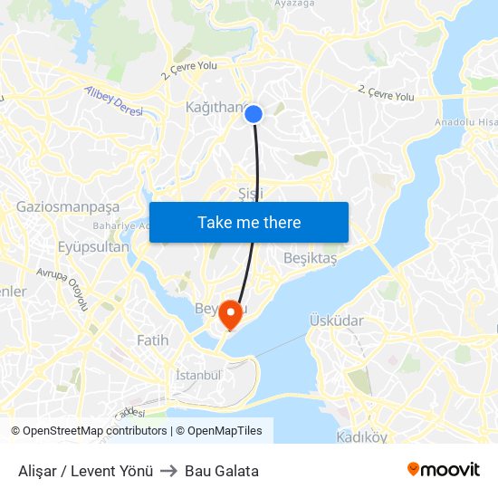 Alişar / Levent Yönü to Bau Galata map