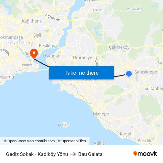 Gediz Sokak - Kadiköy Yönü to Bau Galata map