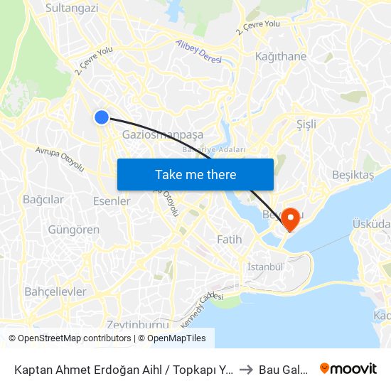 Kaptan Ahmet Erdoğan Aihl / Topkapı Yönü to Bau Galata map