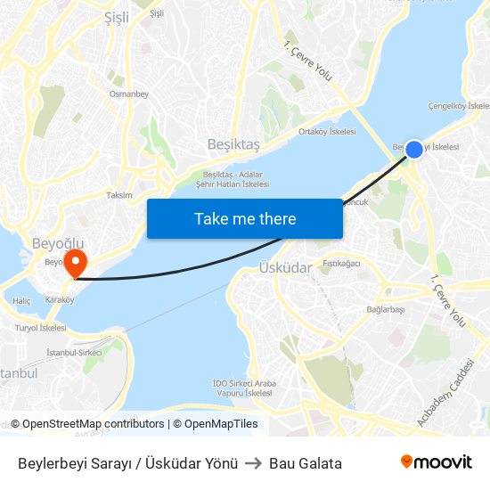 Beylerbeyi Sarayı / Üsküdar Yönü to Bau Galata map