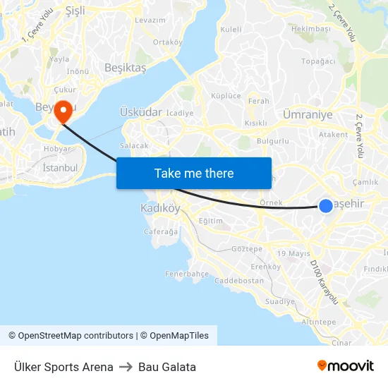 Ülker Sports Arena to Bau Galata map