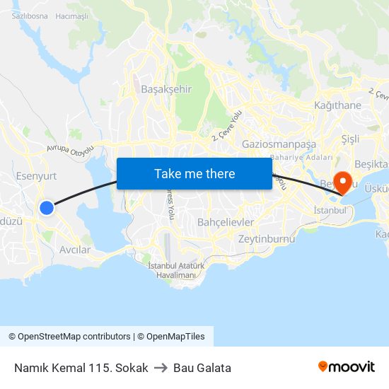 Namık Kemal 115. Sokak to Bau Galata map