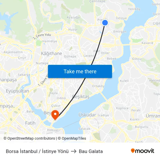 Borsa İstanbul / İstinye Yönü to Bau Galata map