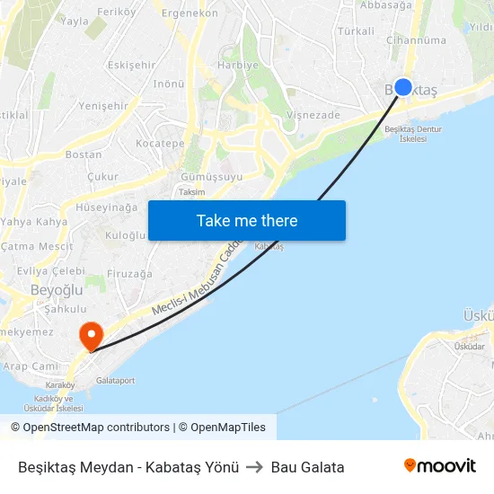 Beşiktaş Meydan - Kabataş Yönü to Bau Galata map