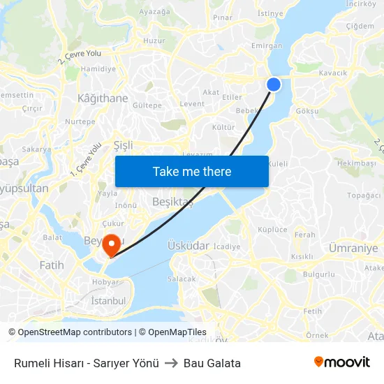 Rumeli Hisarı - Sarıyer Yönü to Bau Galata map