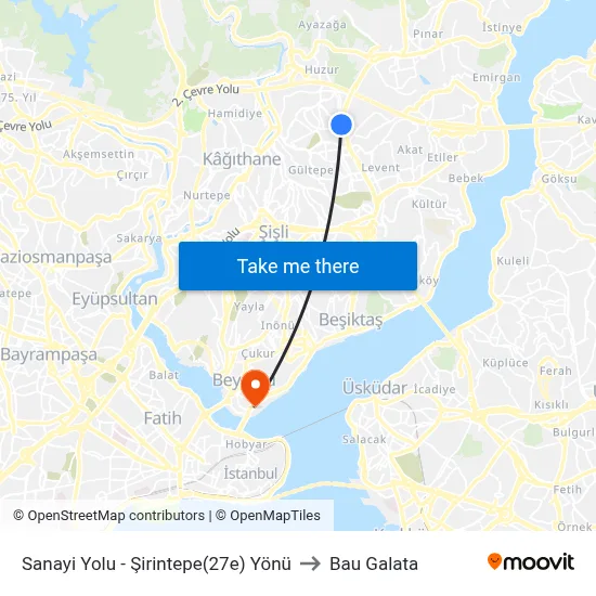 Sanayi Yolu - Şirintepe(27e) Yönü to Bau Galata map