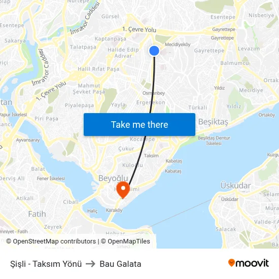 Şişli - Taksım Yönü to Bau Galata map
