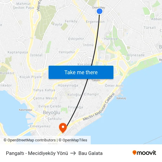 Pangaltı - Mecidiyeköy Yönü to Bau Galata map