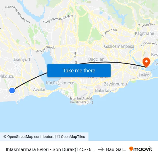 İhlasmarmara Evleri - Son Durak(145-76y) Yönü to Bau Galata map