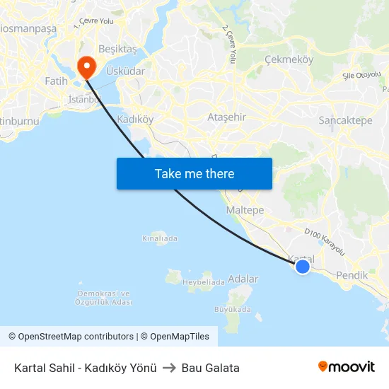 Kartal Sahil - Kadıköy Yönü to Bau Galata map
