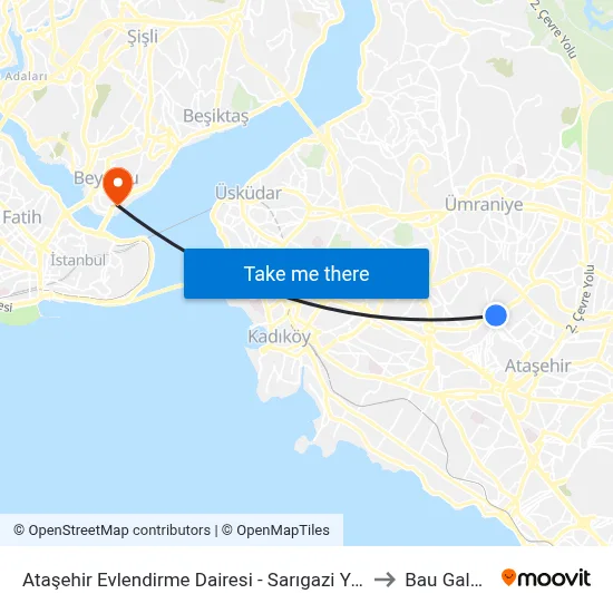 Ataşehir Evlendirme Dairesi - Sarıgazi Yönü to Bau Galata map