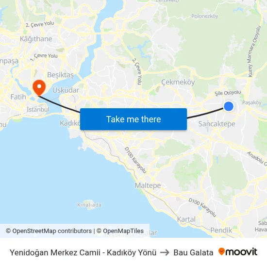 Yenidoğan Merkez Camii - Kadıköy Yönü to Bau Galata map