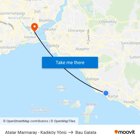 Atalar Marmaray - Kadıköy Yönü to Bau Galata map