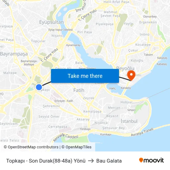 Topkapı - Son Durak(88-48a) Yönü to Bau Galata map