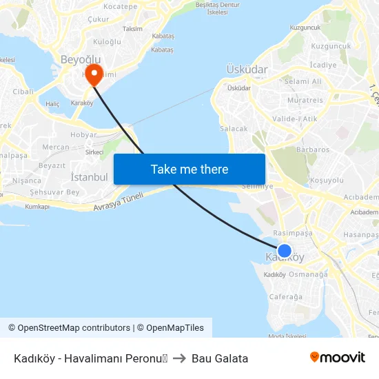 Kadıköy - Havalimanı Peronu✈︎ to Bau Galata map