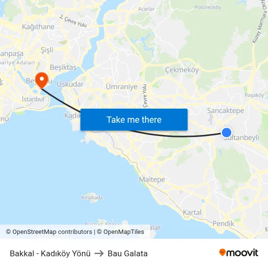 Bakkal - Kadıköy Yönü to Bau Galata map