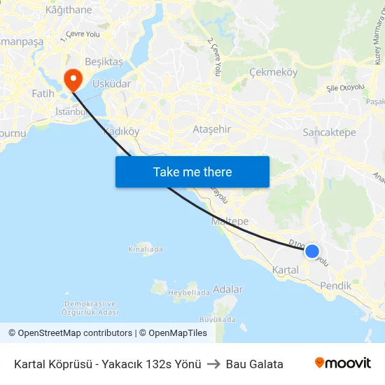Kartal Köprüsü - Yakacık 132s Yönü to Bau Galata map