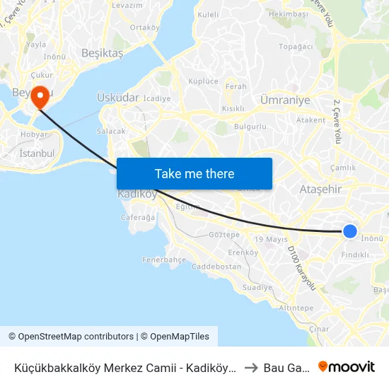 Küçükbakkalköy Merkez Camii - Kadiköy 19s Yönü to Bau Galata map