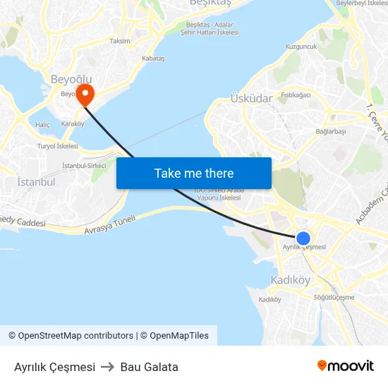 Ayrılık Çeşmesi to Bau Galata map