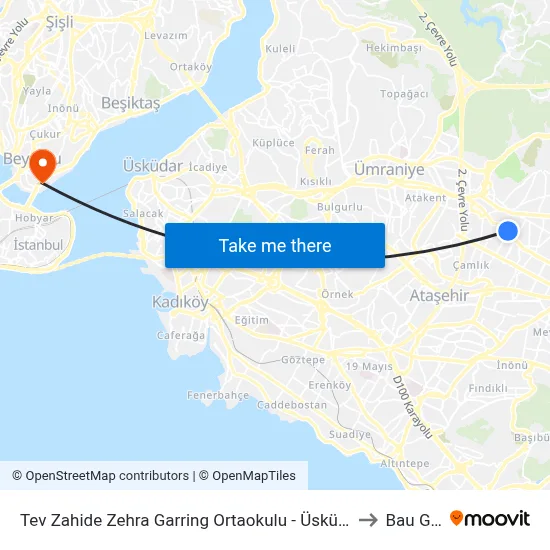 Tev Zahide Zehra Garring Ortaokulu - Üsküdar 14es.320 9d Yönü to Bau Galata map