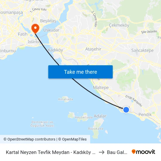 Kartal Neyzen Tevfik Meydan - Kadıköy Yönü to Bau Galata map
