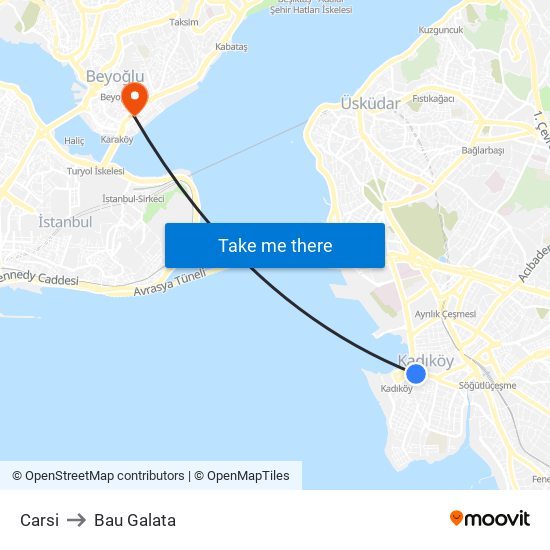 Carsi to Bau Galata map