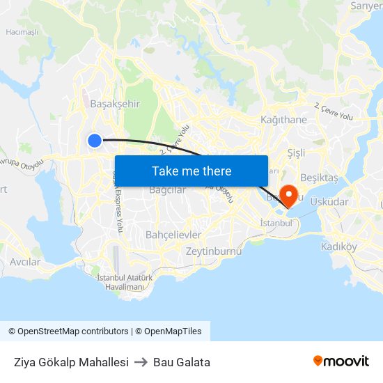 Ziya Gökalp Mahallesi to Bau Galata map