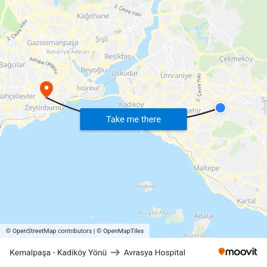 Kemalpaşa - Kadiköy Yönü to Avrasya Hospital map