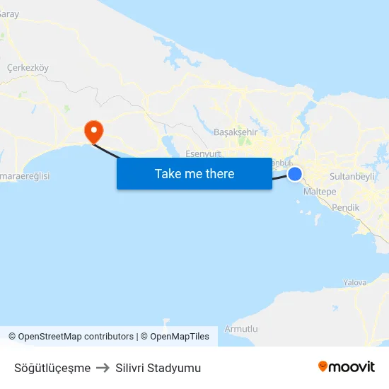 Söğütlüçeşme to Silivri Stadyumu map