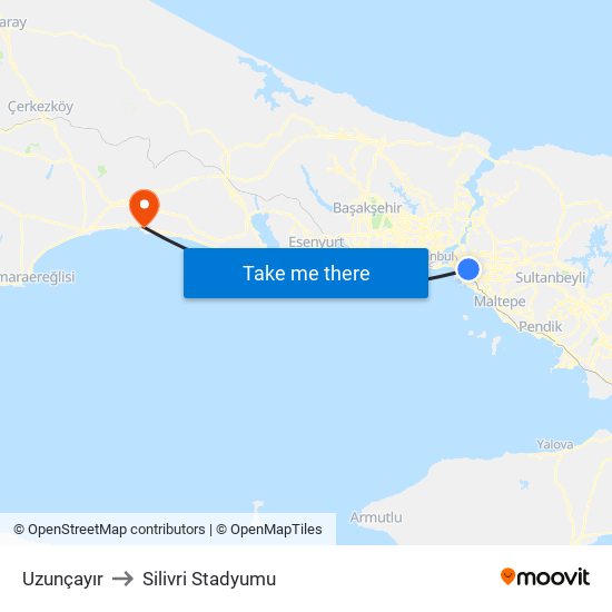 Uzunçayır to Silivri Stadyumu map