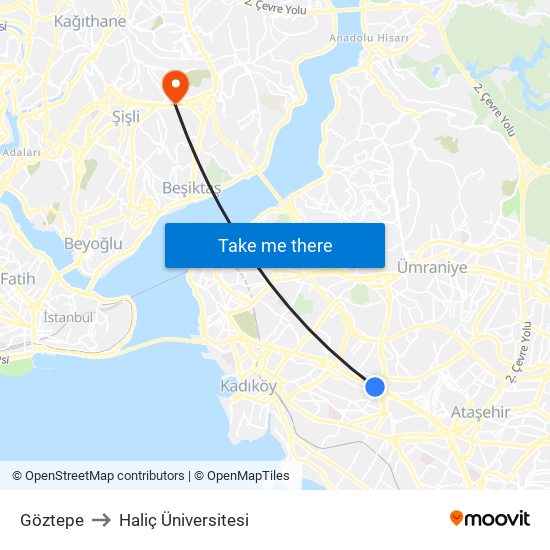 Göztepe to Haliç Üniversitesi map