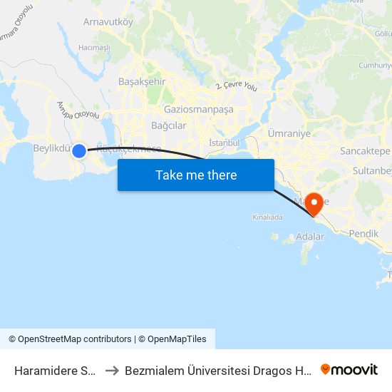 Haramidere Sanayi to Bezmialem Üniversitesi Dragos Hastanesi map