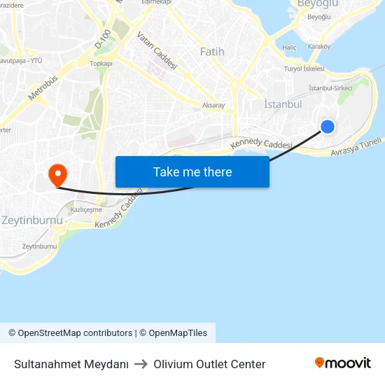 Sultanahmet Meydanı to Olivium Outlet Center map