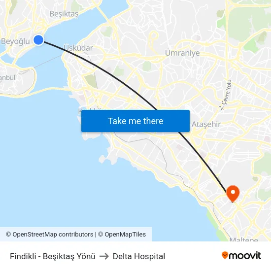 Fındıklı - Beşiktaş Yönü to Delta Hospital map