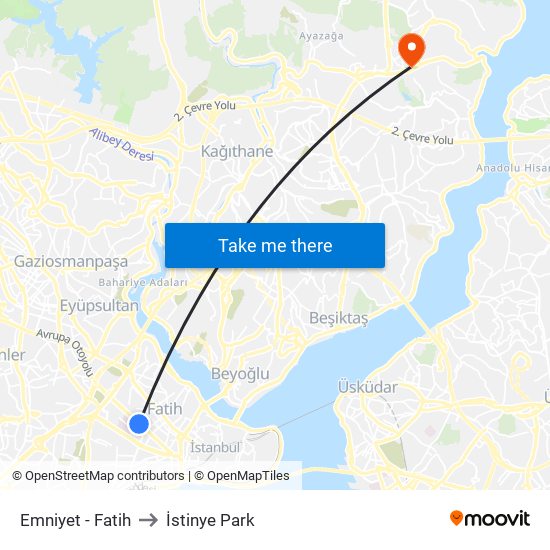 Emniyet - Fatih to İstinye Park map