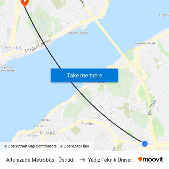 Altunizade Metrobüs - Üsküdar Yönü to Yıldız Teknik Üniversitesi map