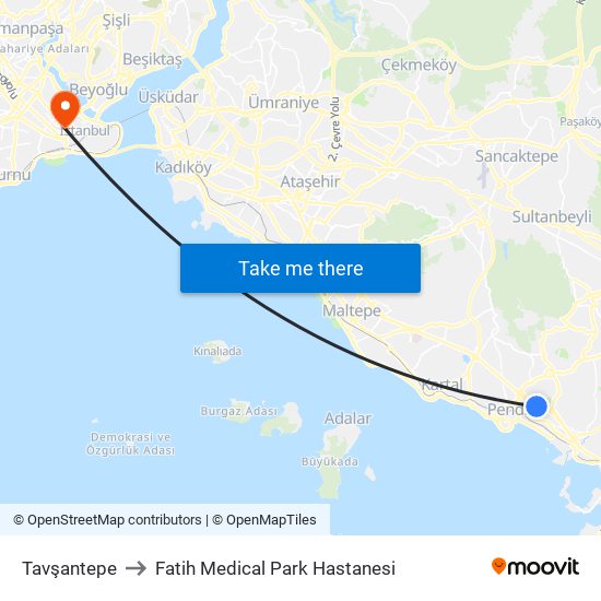 Tavşantepe to Fatih Medical Park Hastanesi map